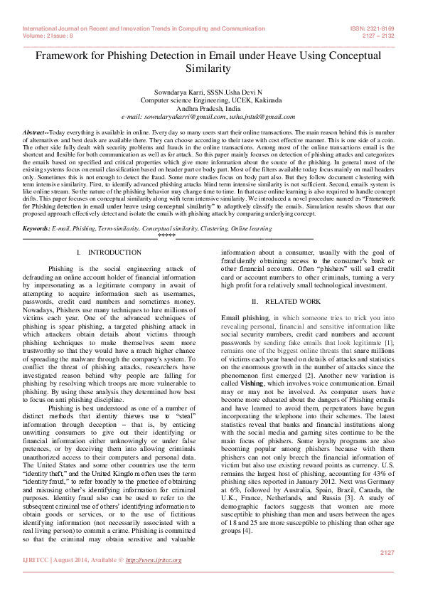 (PDF) Framework for Phishing Detection in Email under Heave Using ...