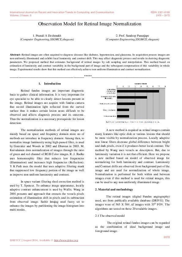 (PDF) Observation Model for Retinal Image Normalization