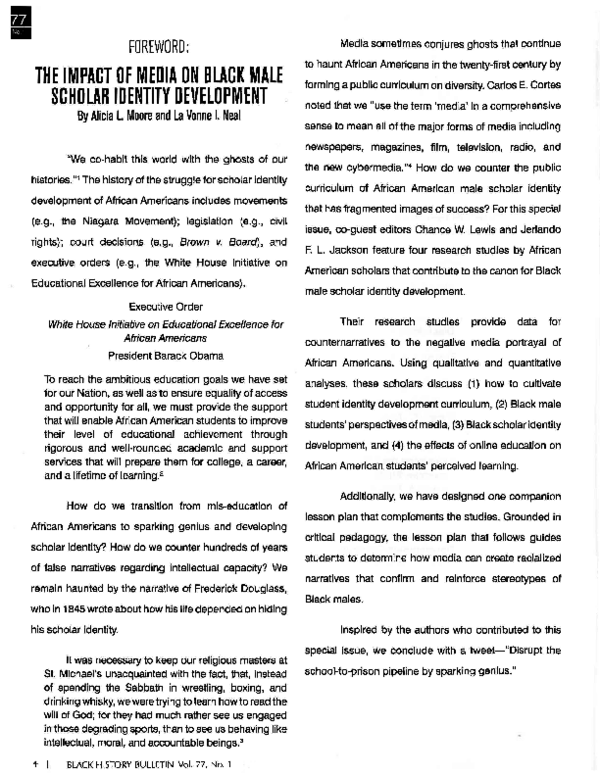 (PDF) The Impact of Media on Black Male Scholar Identity Development