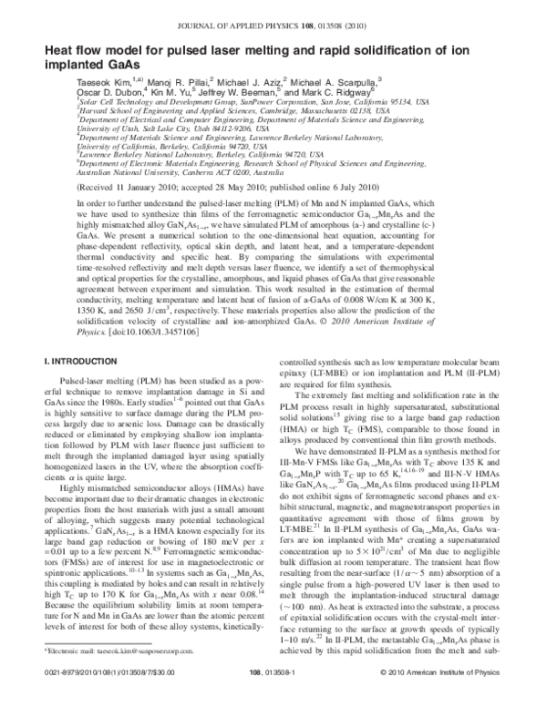 (PDF) Heat flow model for pulsed laser melting and rapid solidification ...