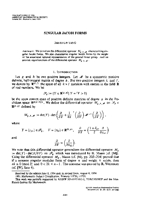 (PDF) Singular Jacobi Forms