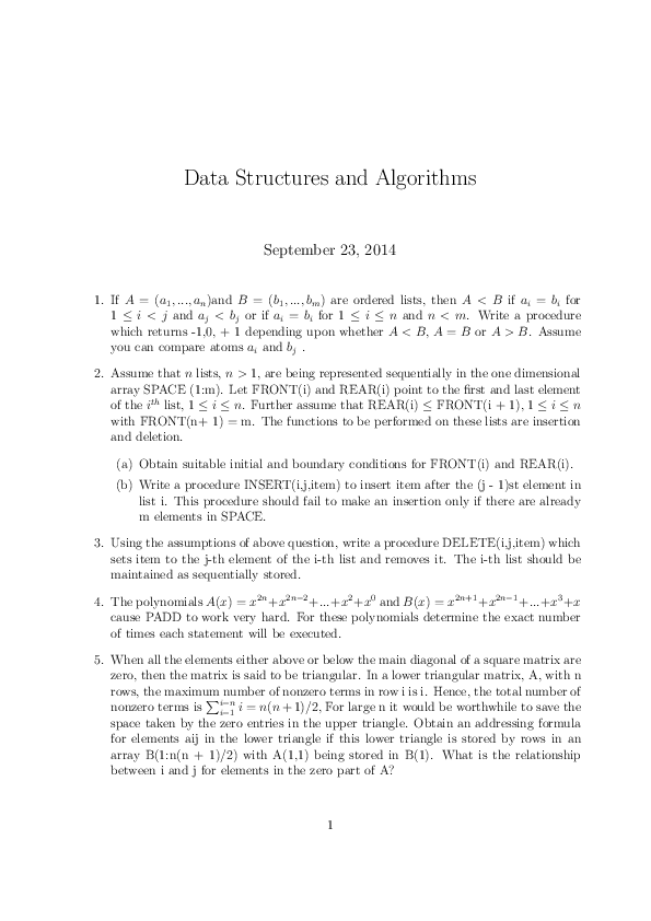 (PDF) Data Structures and Algorithms