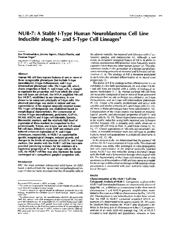 (PDF) NUB7: A StableI-Type Human Neuroblastoma Cell Line Inducible ...