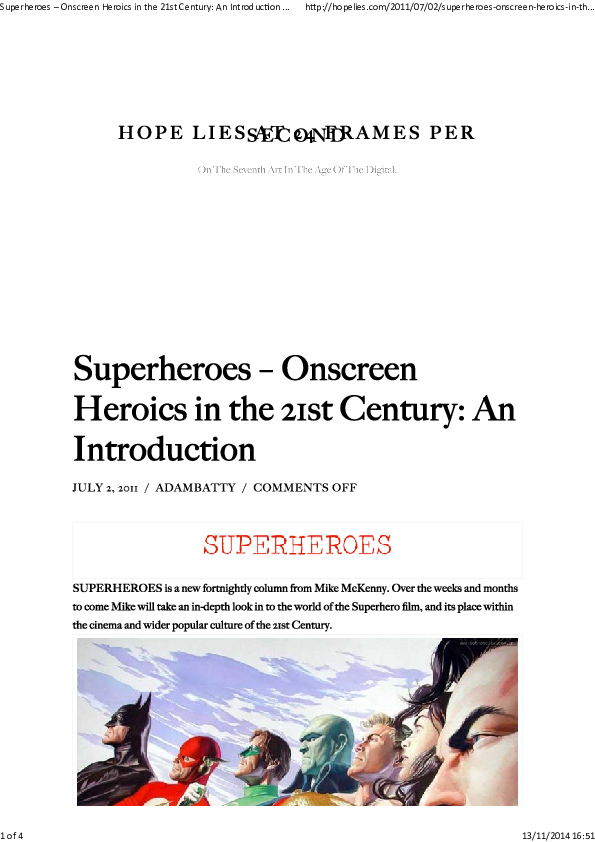 (PDF) 1. Superheroes for Hopelies.com - An introduction
