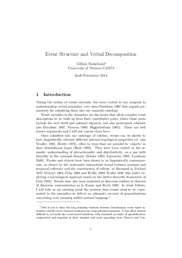 Syntax, lexical semantics, and event structure