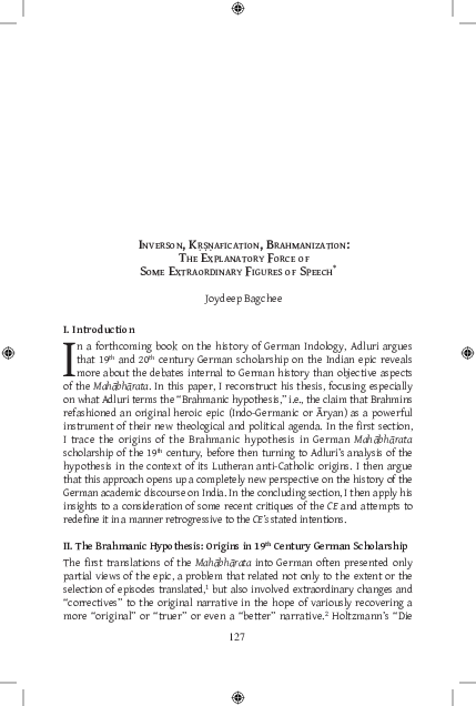 Inversion, Krishnafication, Brahmanization: The Explanatory Function of Some Extraordinary Figures of Speech
