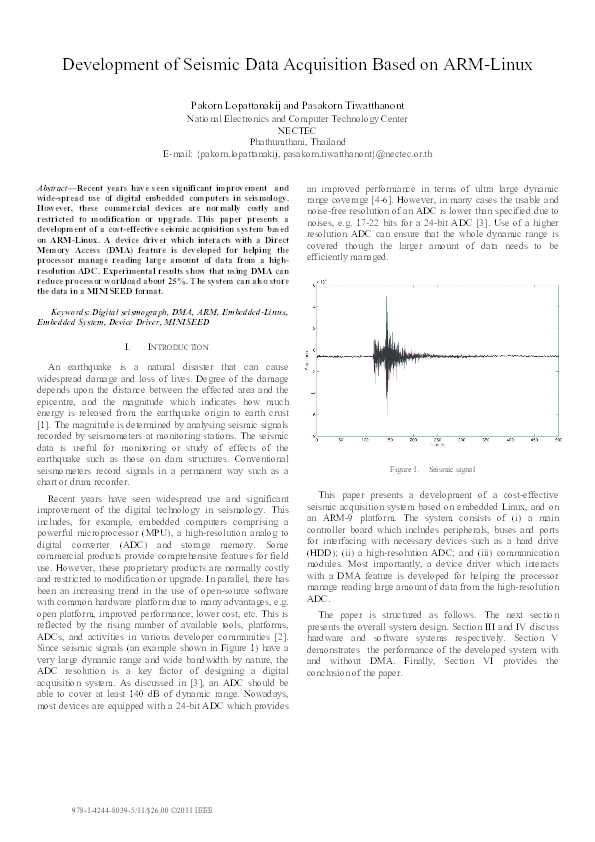 (PDF) Development of seismic data acquisition based on ARM-Linux