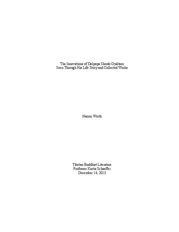 (PDF) The Innovations of Dolpopa Sherab Gyaltsen Seen Through His Life