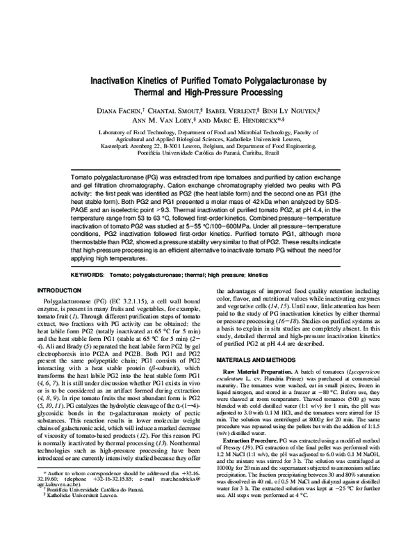 (PDF) Inactivation Kinetics of Purified Tomato Polygalacturonase by ...