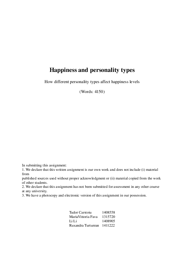 (PDF) Happiness and personality types