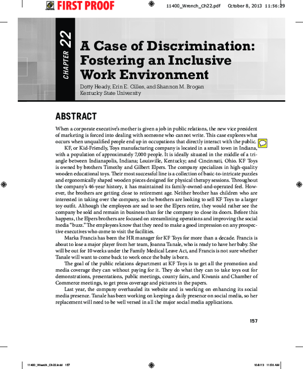 (PDF) A case of discrimination: Fostering an inclusive work environment