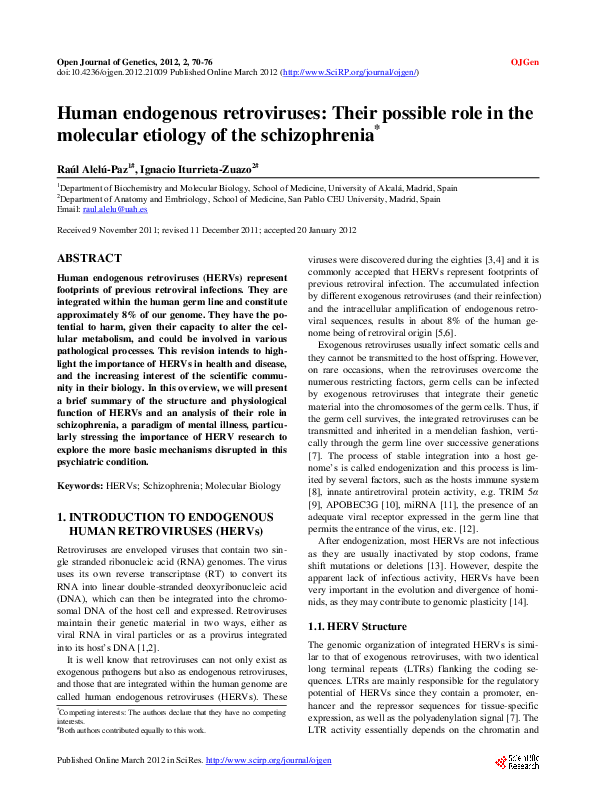 (PDF) Human endogenous retroviruses: Their possible role in the ...