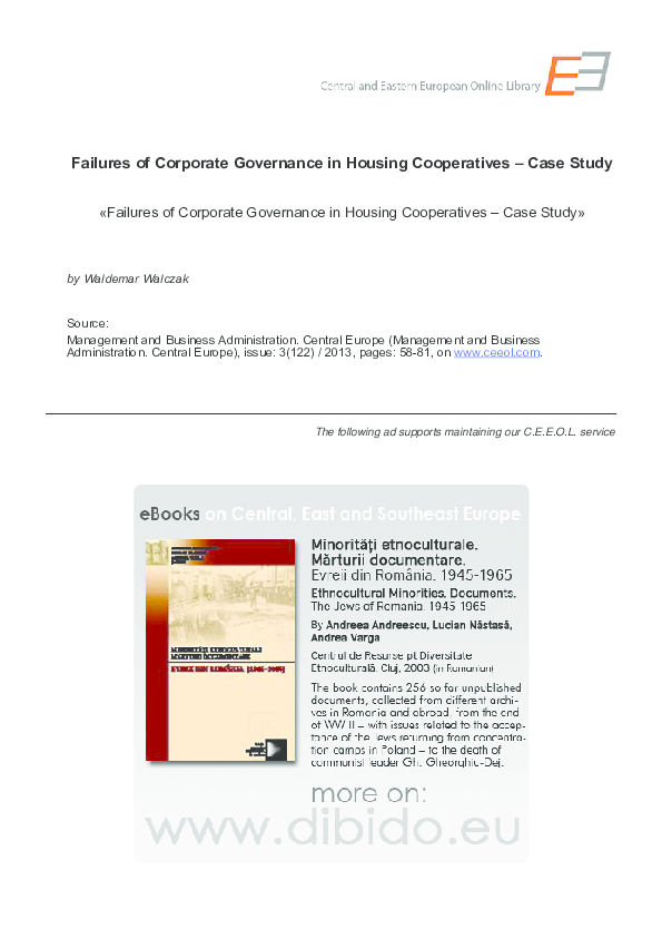 (PDF) Failures of corporate governance in housing cooperatives case