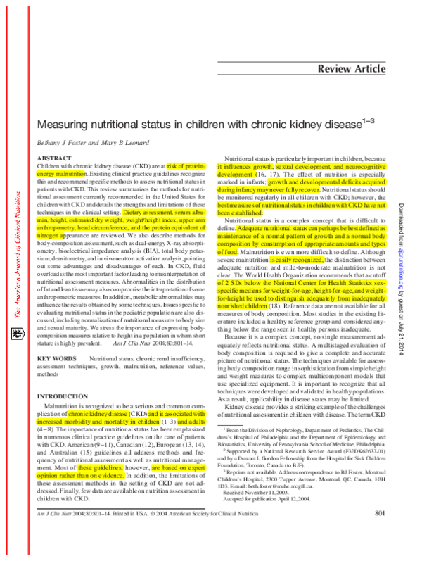 (PDF) Measuring nutritional status in children with chronic kidney ...