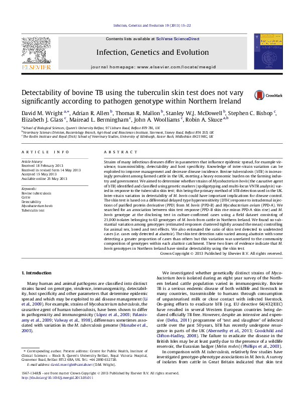 (PDF) Detectability of bovine TB using the tuberculin skin test does ...