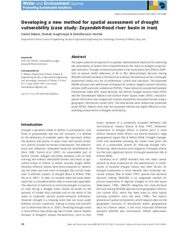 (PDF) Developing a new method for spatial assessment of drought