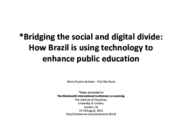 (PDF) Bridging the social and digital divide: How Brazil is using ...