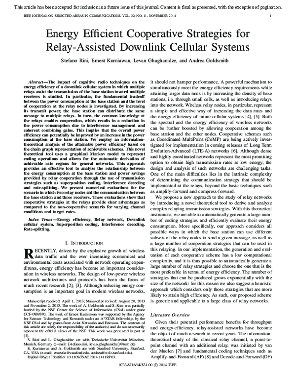 (PDF) Energy Efficient Cooperative Strategies for Relay-Assisted ...