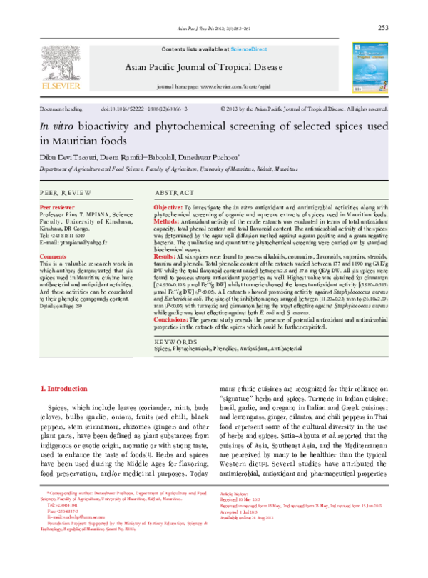 (PDF) In vitro bioactivity and phytochemical screening of selected ...