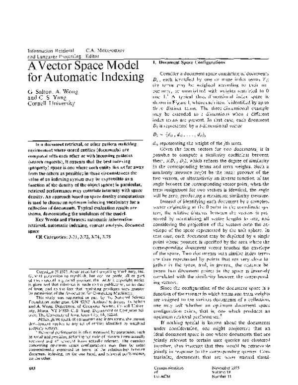  pdf a vector space model for automatic indexing