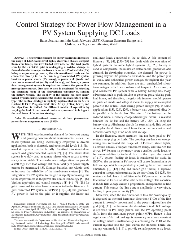 (PDF) Control Strategy for Power Flow Management in a PV System ...