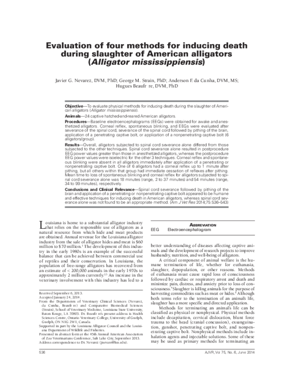 (PDF) Evaluation of four methods for inducing death during slaughter of ...