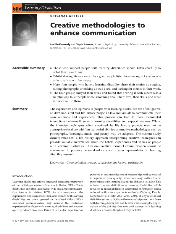 (PDF) Creative Methodologies to Enhance Communication
