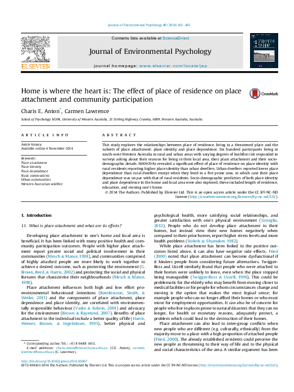 (PDF) Home is where the heart is: The effect of place of residence on ...