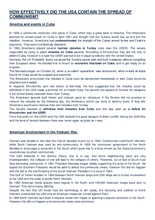 How did the us contain communism dbq answers image
