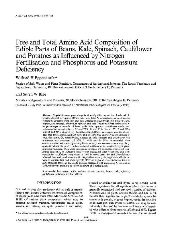 (PDF) Free and Total Ammo Acid Composition of Edible Parts of Beans ...