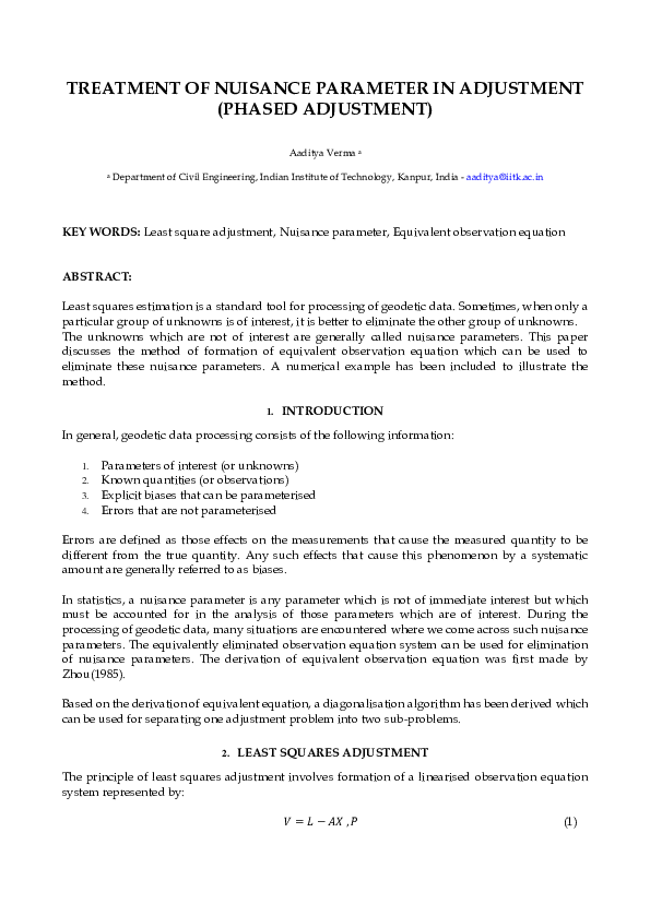 (PDF) Treatment of Nuisance Parameters in adjustment