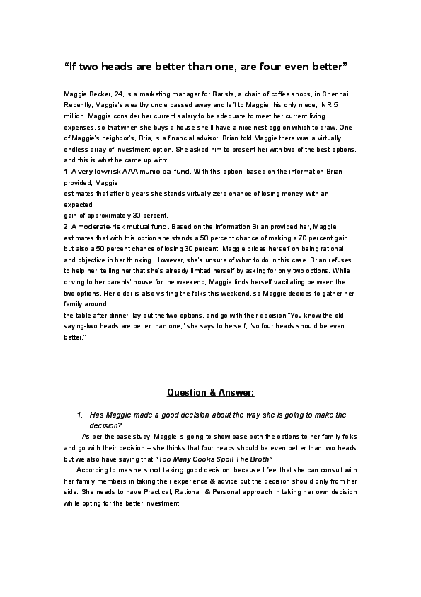 Case study for if two heads are better than one are four even better image
