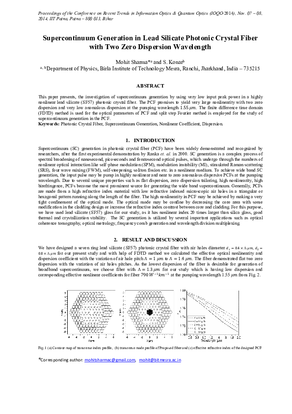 (PDF) Supercontinuum Generation in Lead Silicate Photonic Crystal Fiber ...