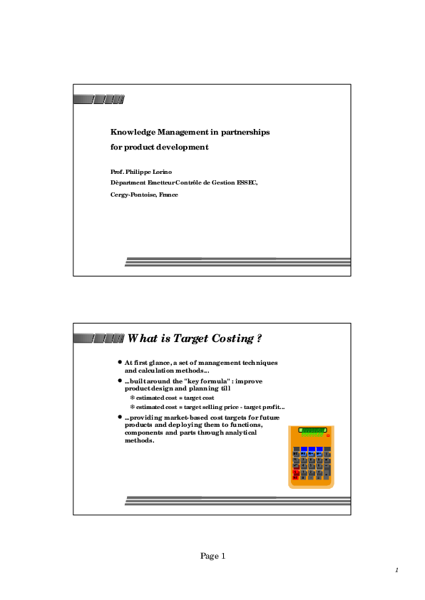 (PDF) Knowledge Management in partnerships for product development