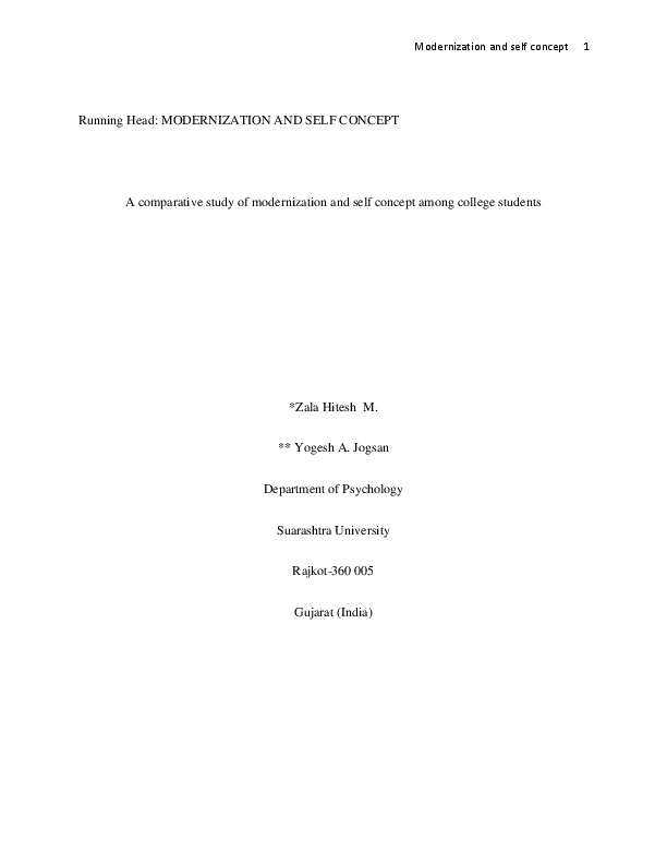 (DOC) A comparative study of modernization and self concept among ...