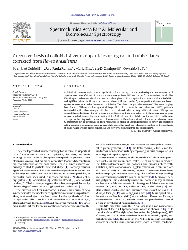 (PDF) Green synthesis of colloidal silver nanoparticles using natural ...