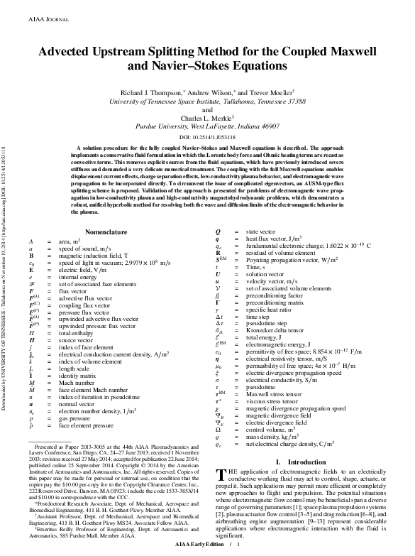 (PDF) Advected Upstream Splitting Method for the Coupled Maxwell and ...