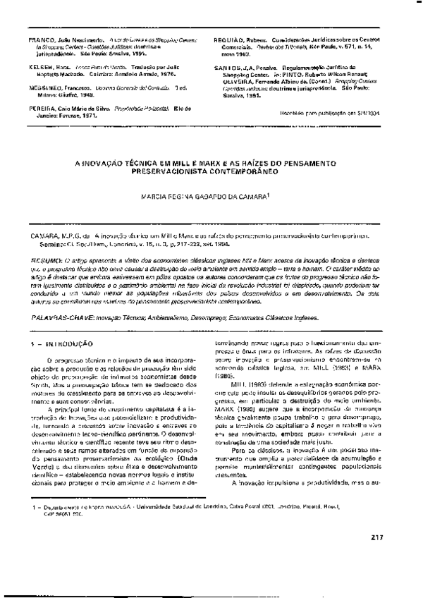 (PDF) INOVAÇÃO TÉCNICA EM MILL E MARX E AS RAíZES DO PENSAMENTO ...