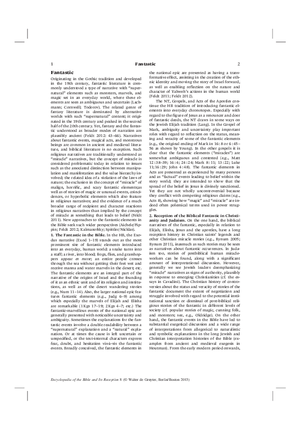 The Fantastic in Religious Narrative from Exodus to Elisha