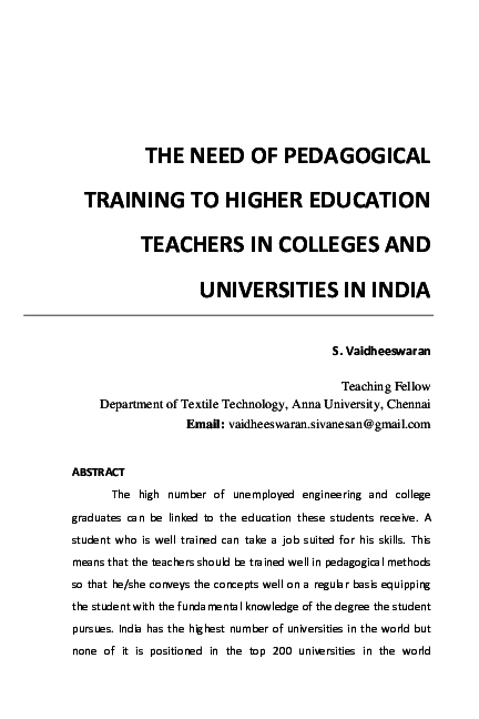 (PDF) The need of pedagogical training to higher education teachers in ...