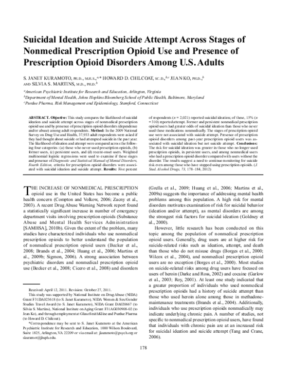 (PDF) Suicidal Ideation and Suicide Attempt Across Stages of Nonmedical ...