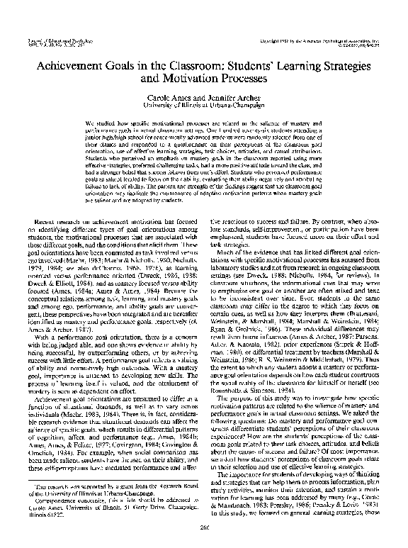 (PDF) Achievement Goals in the Classroom: Students' Learning Strategies ...