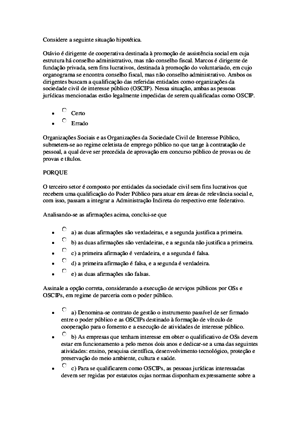 (DOC) Considere a seguinte situação hipotética