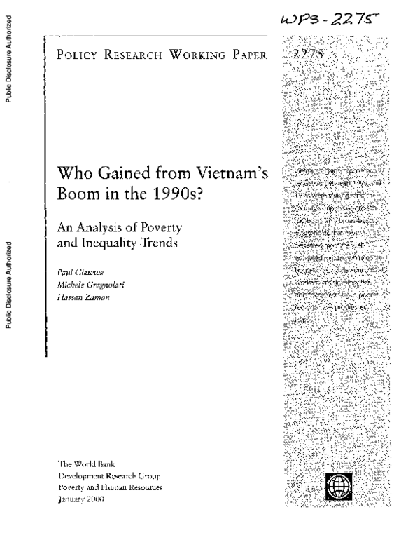 (PDF) Who Gained from Vietnam's Boom in the 1990s? An Analysis of ...