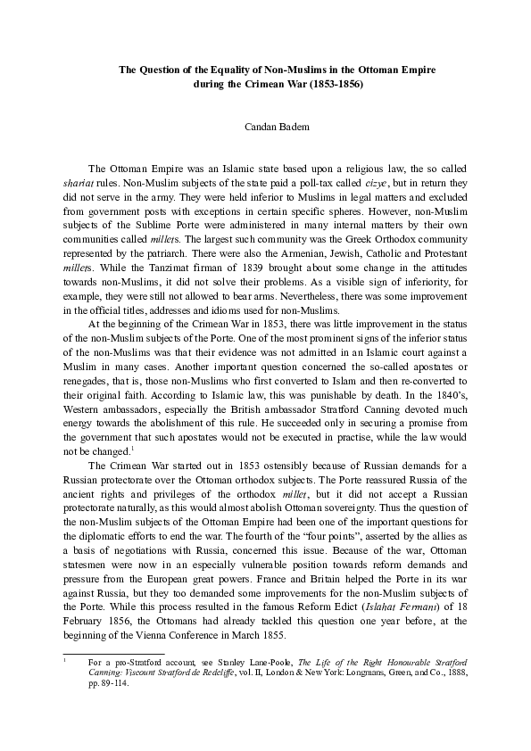 (DOC) The Question of the Equality of NonMuslims in the Ottoman Empire
