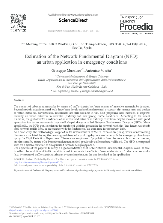(PDF) Estimation of the Network Fundamental Diagram (NFD): An Urban ...