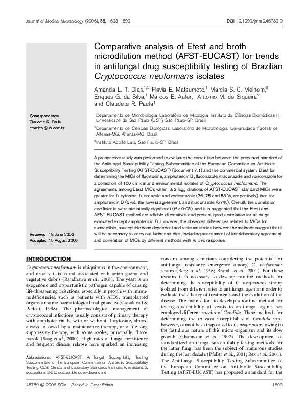 (PDF) Comparative analysis of Etest and broth microdilution method ...