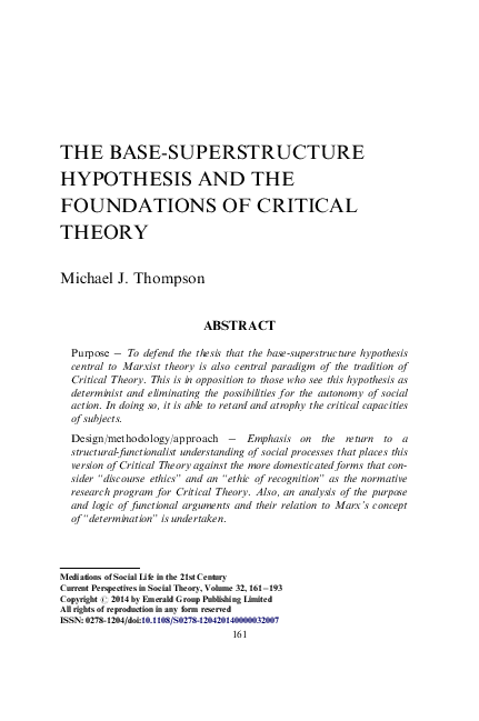 (PDF) The Base-Superstructure Hypothesis and the Foundations of ...