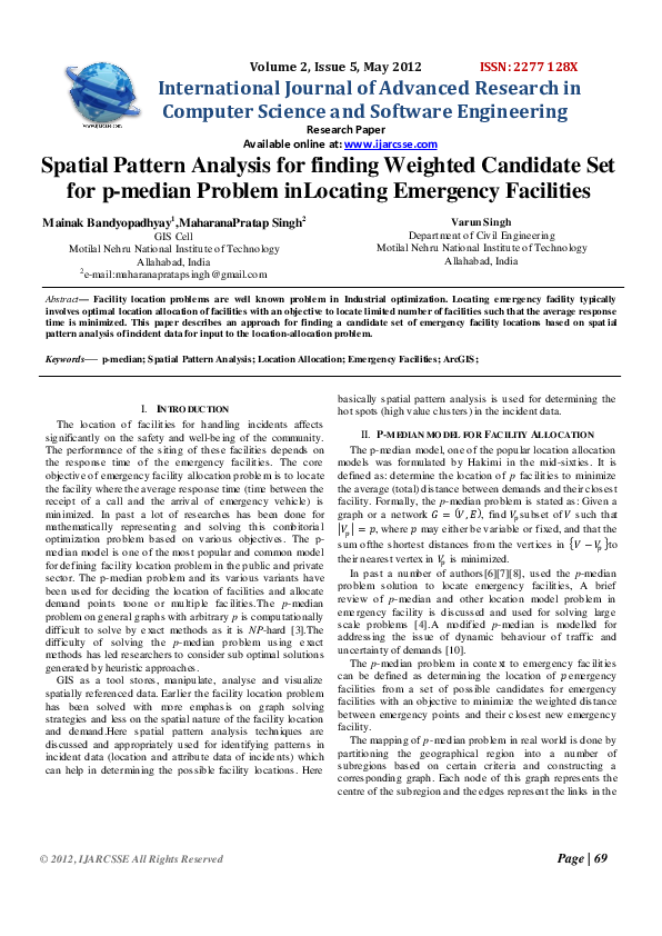 (PDF) Spatial Pattern Analysis for finding Weighted Candidate Set for p ...