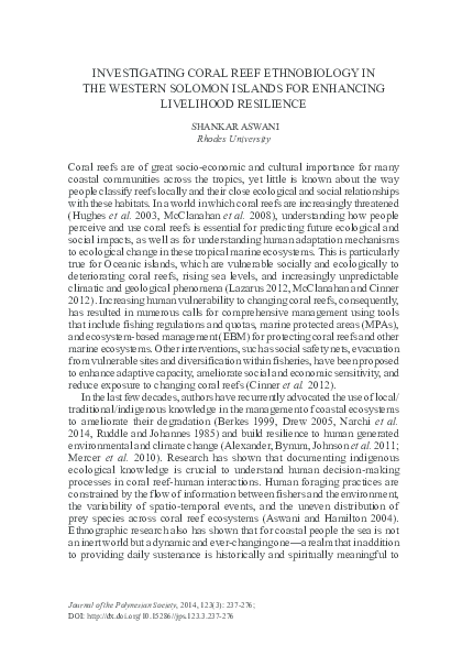 (PDF) INVESTIGATING CORAL REEF ETHNOBIOLOGY IN THE WESTERN SOLOMON ...